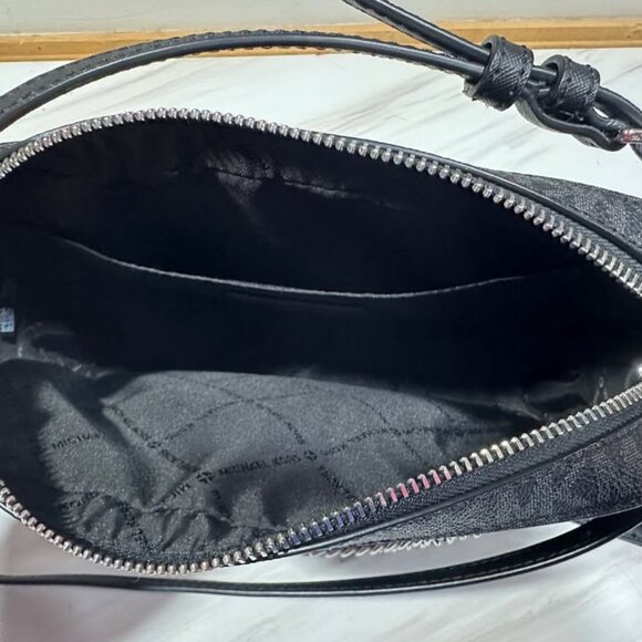 Michael Kors Jet Set Large East West Logo Zip Chain Crossbody Bag - Black - Picture 7 of 7